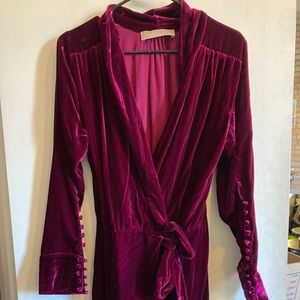 Purple velvety wrap dress